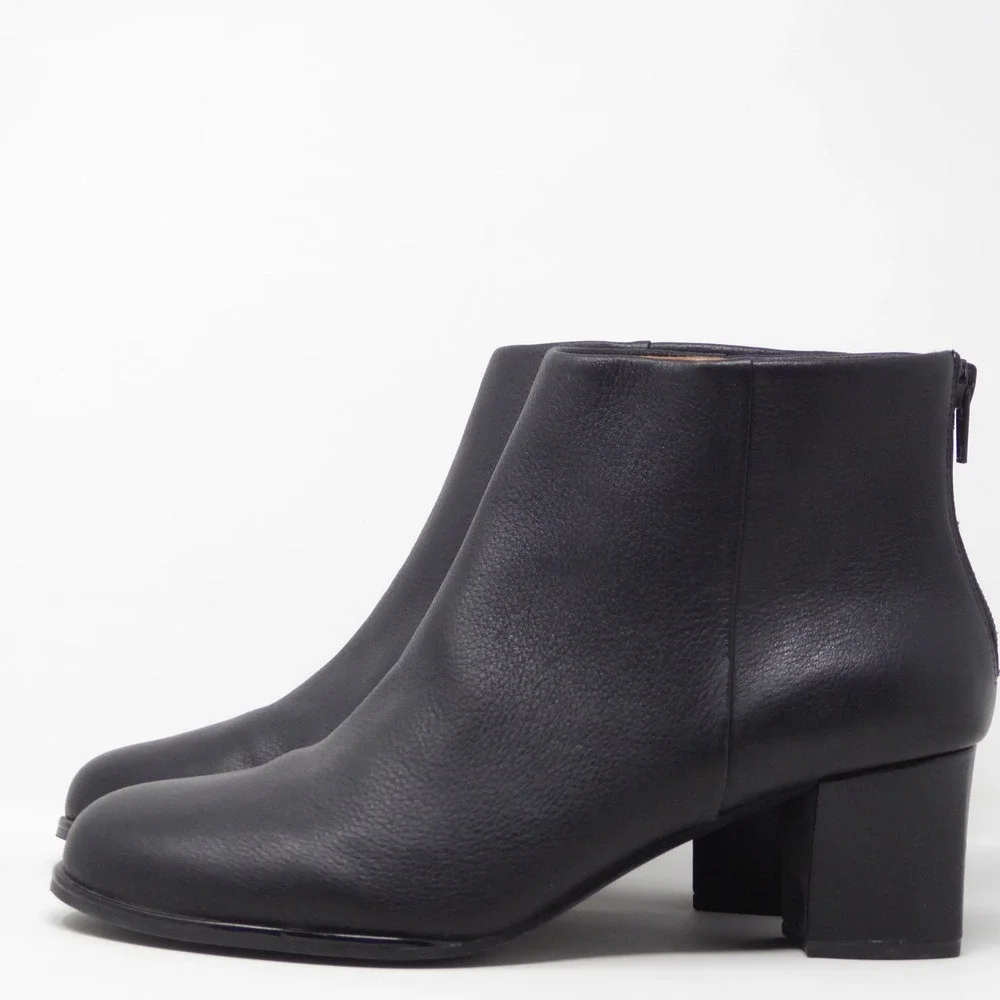 L'Amour Des Pieds Women Ankle Boots Black Leather Block Heel Size 8M